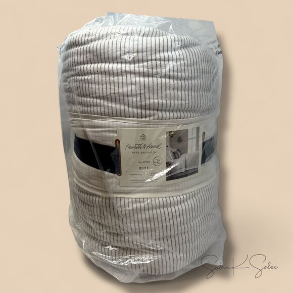 Full/Queen Microstripe Quilt Sour Cream/Railroad Gray - Hearth & Hand  Magnolia - Picture 4 of 4